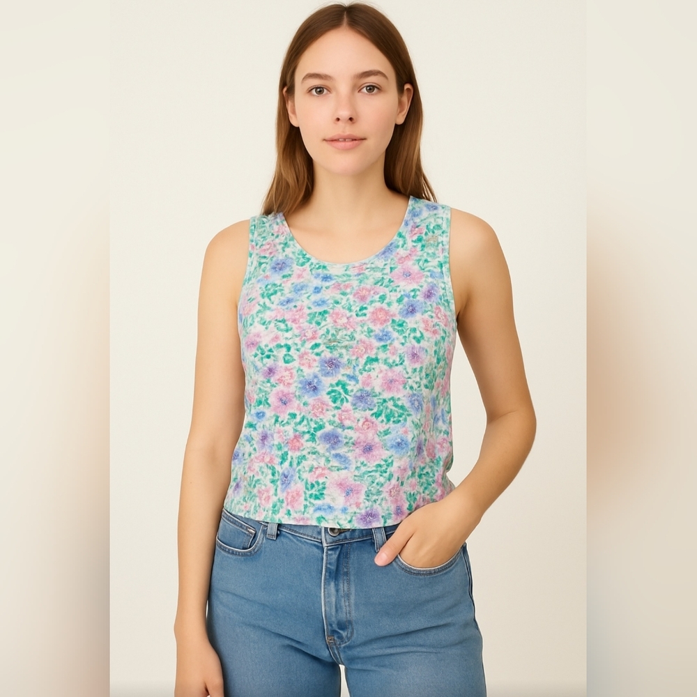 ☆Big Bud Press Many Colors Floral Print Sleeveless Tank Top - Multicolor☆